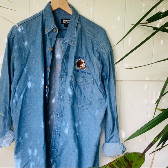 VINTAGE vsco 90s chambray hunting button up popover - Picture 3 of 9